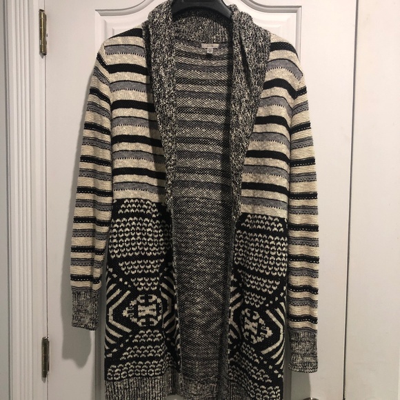 Cottage core Coastal Grandma Knit Grey Striped - Picture 1 of 4